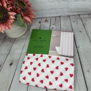 NWT Kate Spade brushstroke hearts Shower Curtain with Red pink Hearts